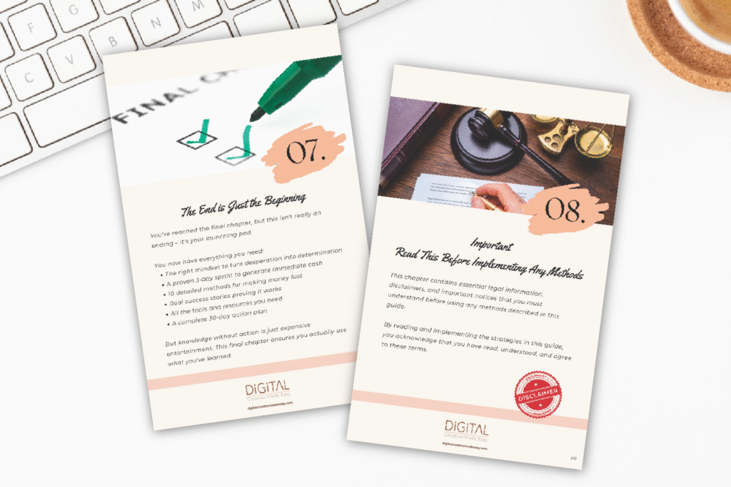 Final notes - important tips for money making success. Legal disclaimer and important notices for money making guide